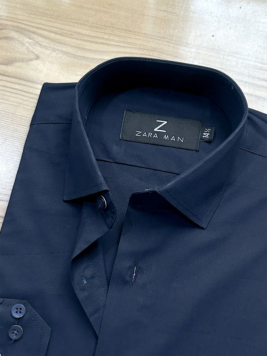 MFS717 100% Cotton Dark Navy Blue Formal Dress Shirt For Men