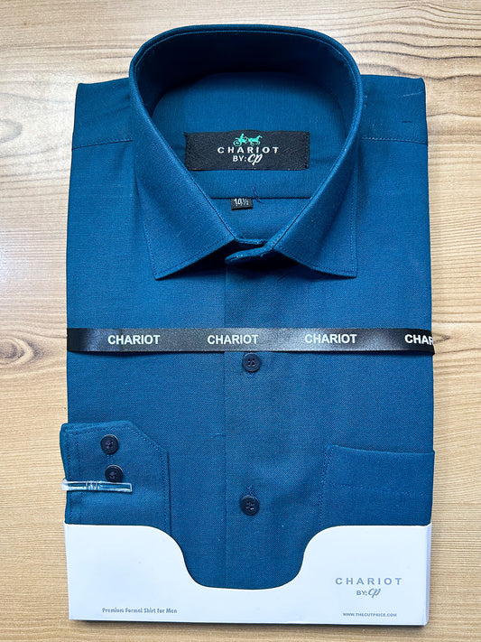 MFS679 Sea Blue Chambray Formal Dress Shirt For Men