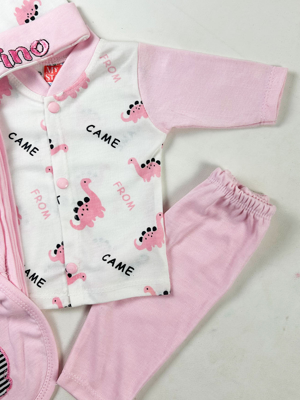 0Mth - 3Mth Dino Pink 5Pcs Gift Set For Newborn NBGS413