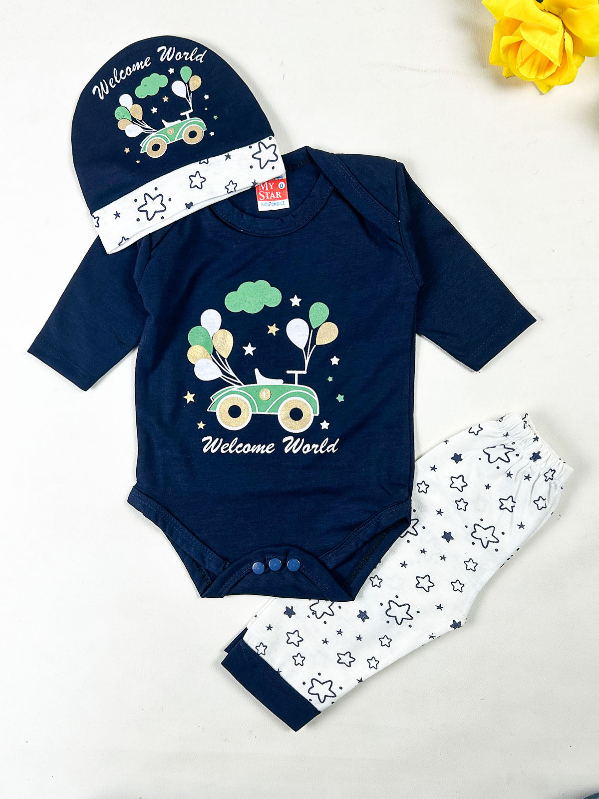 0Mth - 3Mth WW Navy Blue 3Pcs Gift Set For Newborn NBGS428