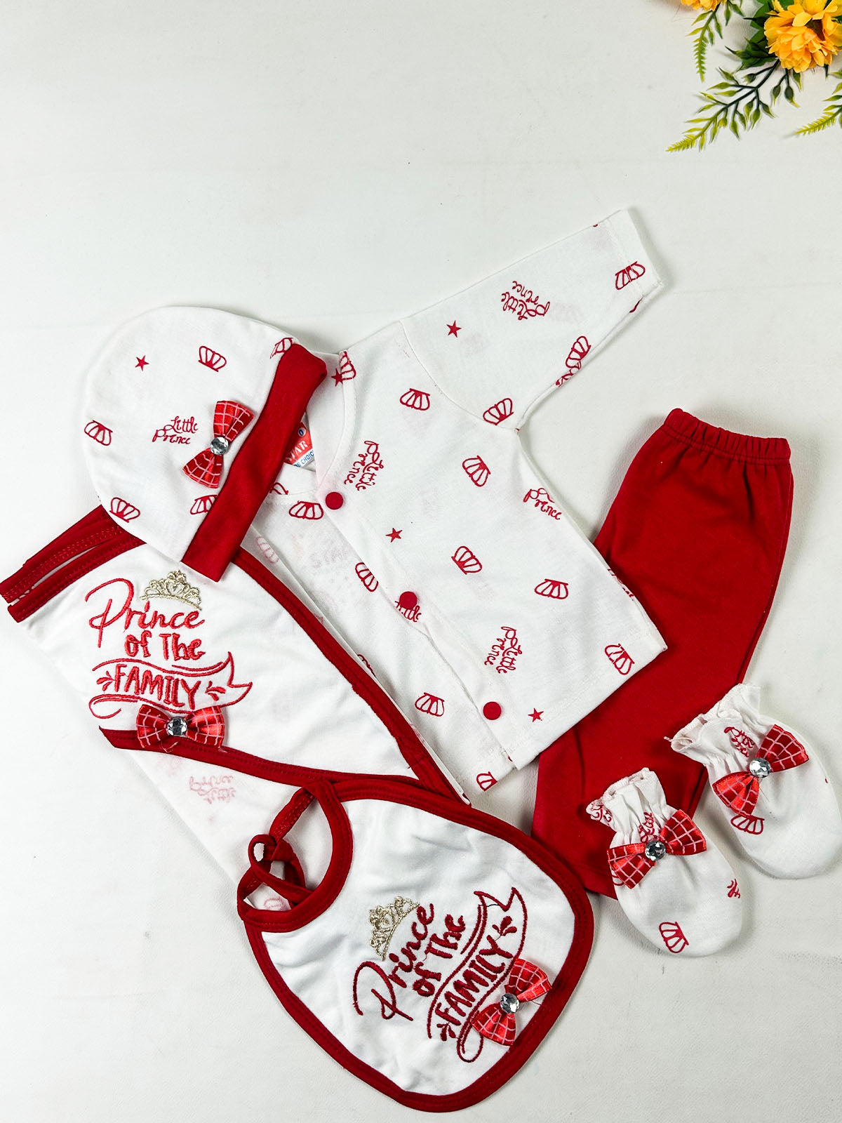 0Mth - 3Mth Prince Red 6Pcs Gift Set For Newborn NBGS419