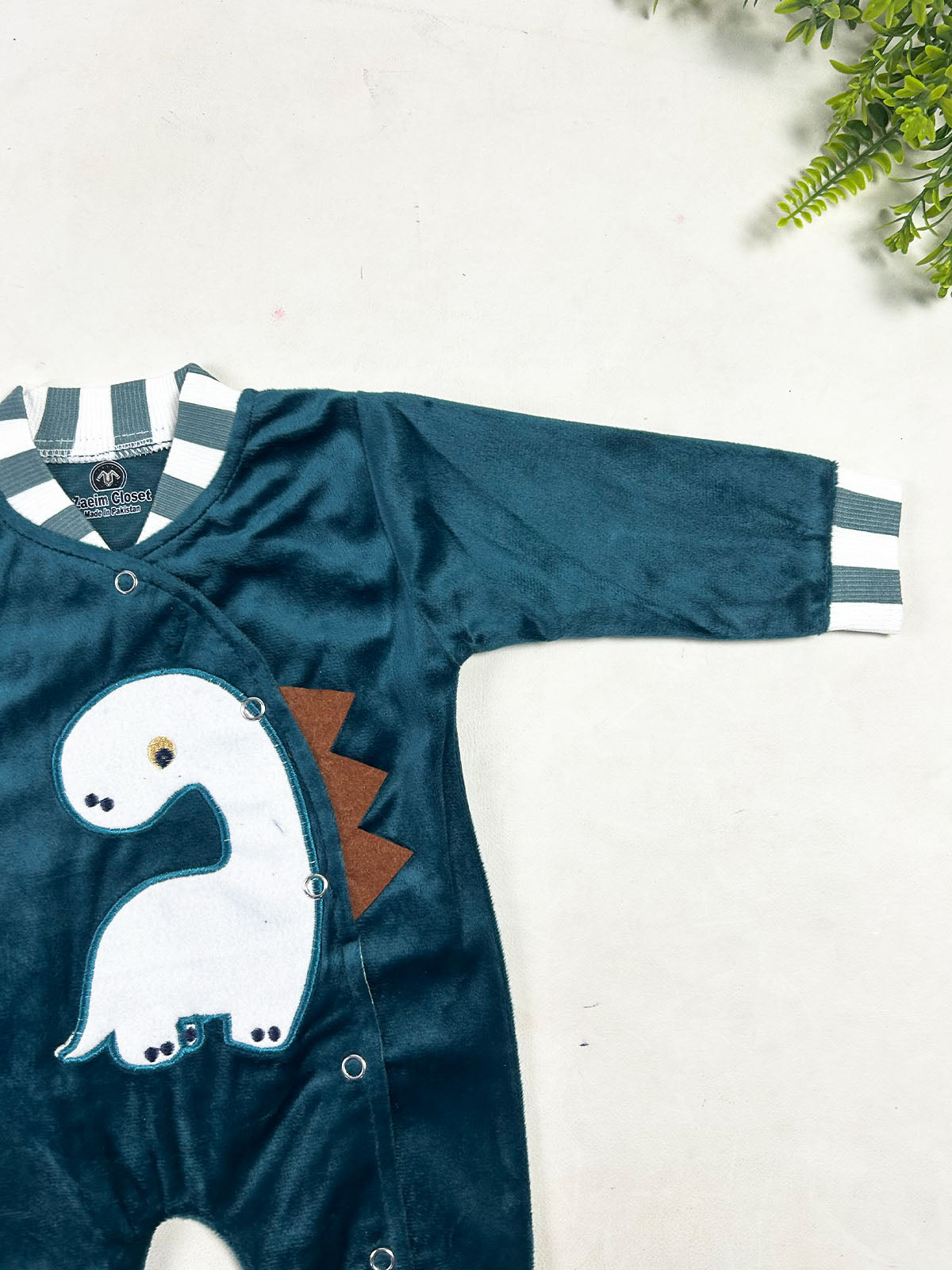0Mth - 3Mth Deep Teal Velvet Romper For Newborn NBR202