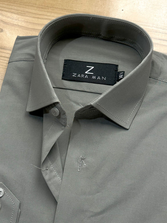 MFS719 100% Cotton Olive Grey Formal Dress Shirt For Men