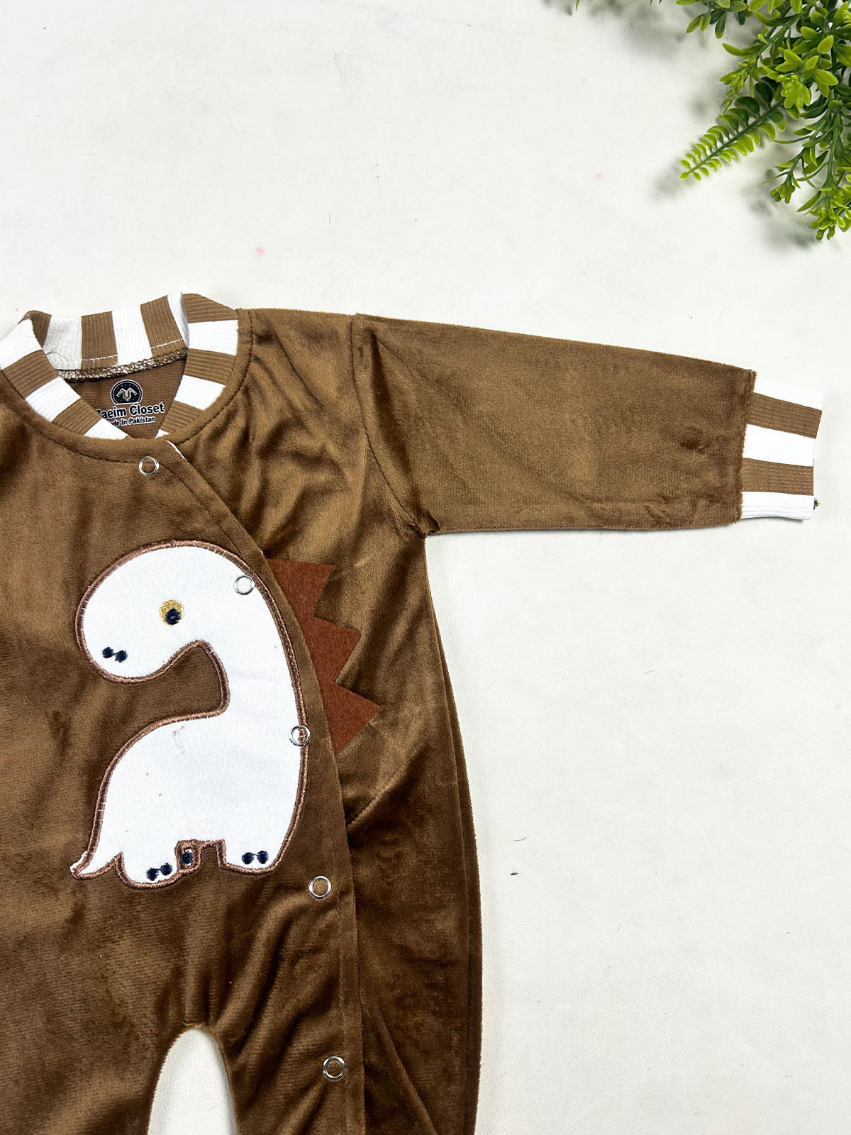 0Mth - 3Mth Coffee Brown Velvet Romper For Newborn NBR203