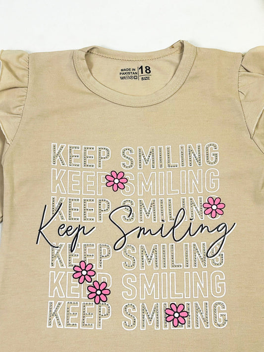 3Yrs - 8Yrs Keep Smiling Fawn T-Shirt For Girls GTS146