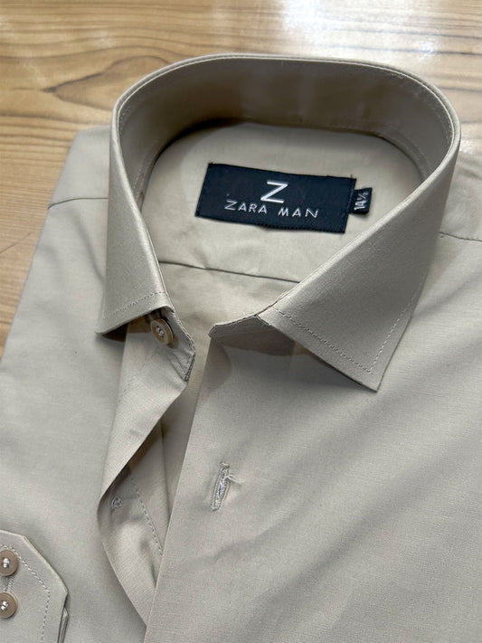 MFS721 100% Cotton Stone Beige Formal Dress Shirt For Men