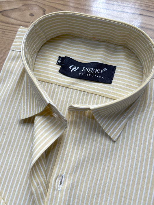 MFS710 Yellow Lines Formal Dress Shirt For Men