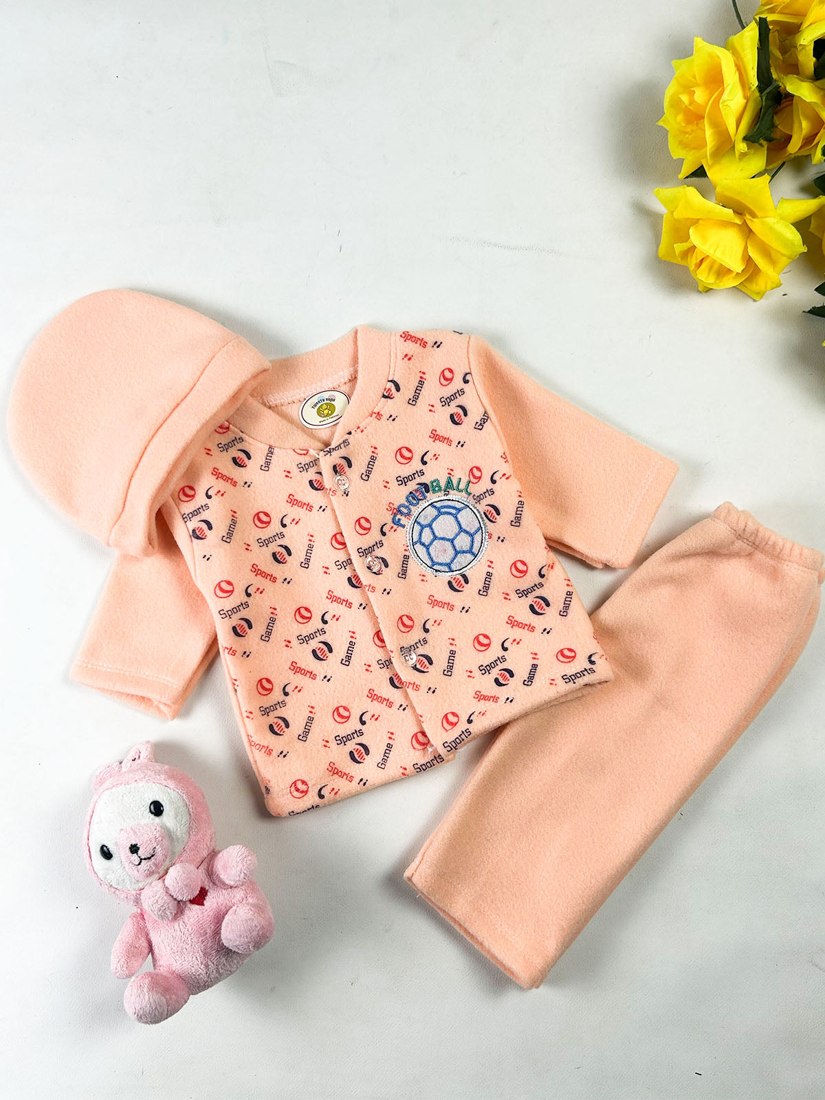 0Mth - 3Mth FTB Peach Fleece Baba Suit For Newborn NBS851
