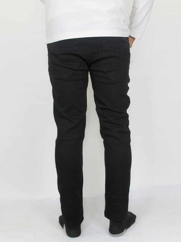 Jet Black Regular Fit Stretchable Jeans For Men MDJ18