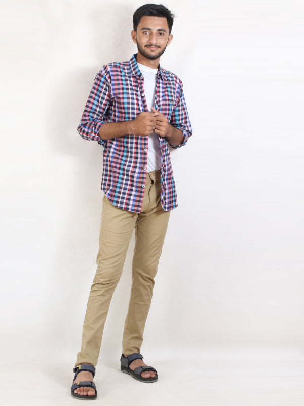 MCS07 AZ Men's Cotton Casual Shirt Multi Checks