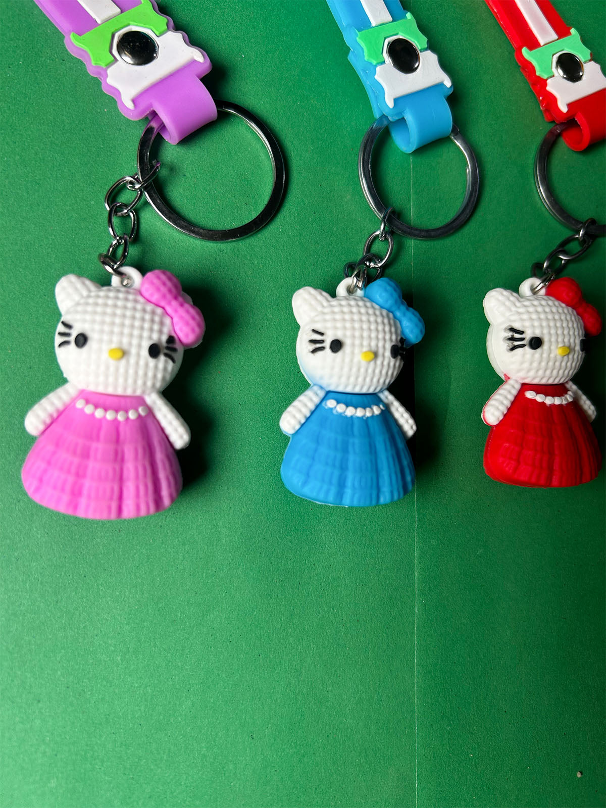 KC36 Pack of 3 Kitty Key Chain Multicolor