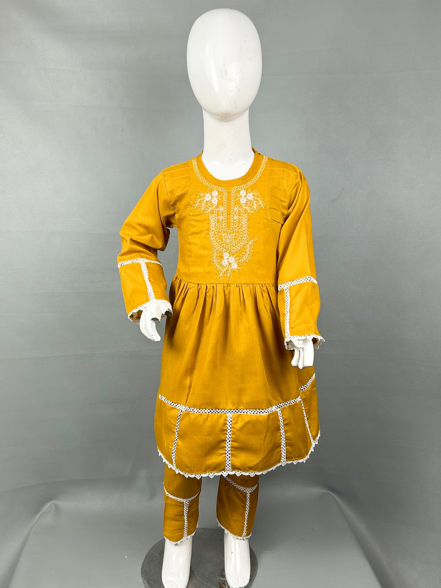 5Yr - 12Yrs Mustard Embroidered Suit For Girls RZ GS129