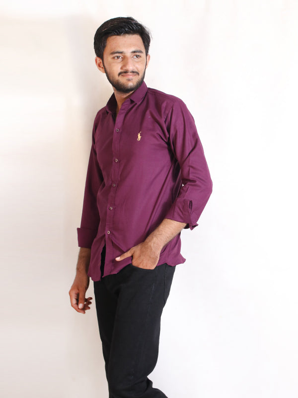Men's Chambray Casual Shirt Purple