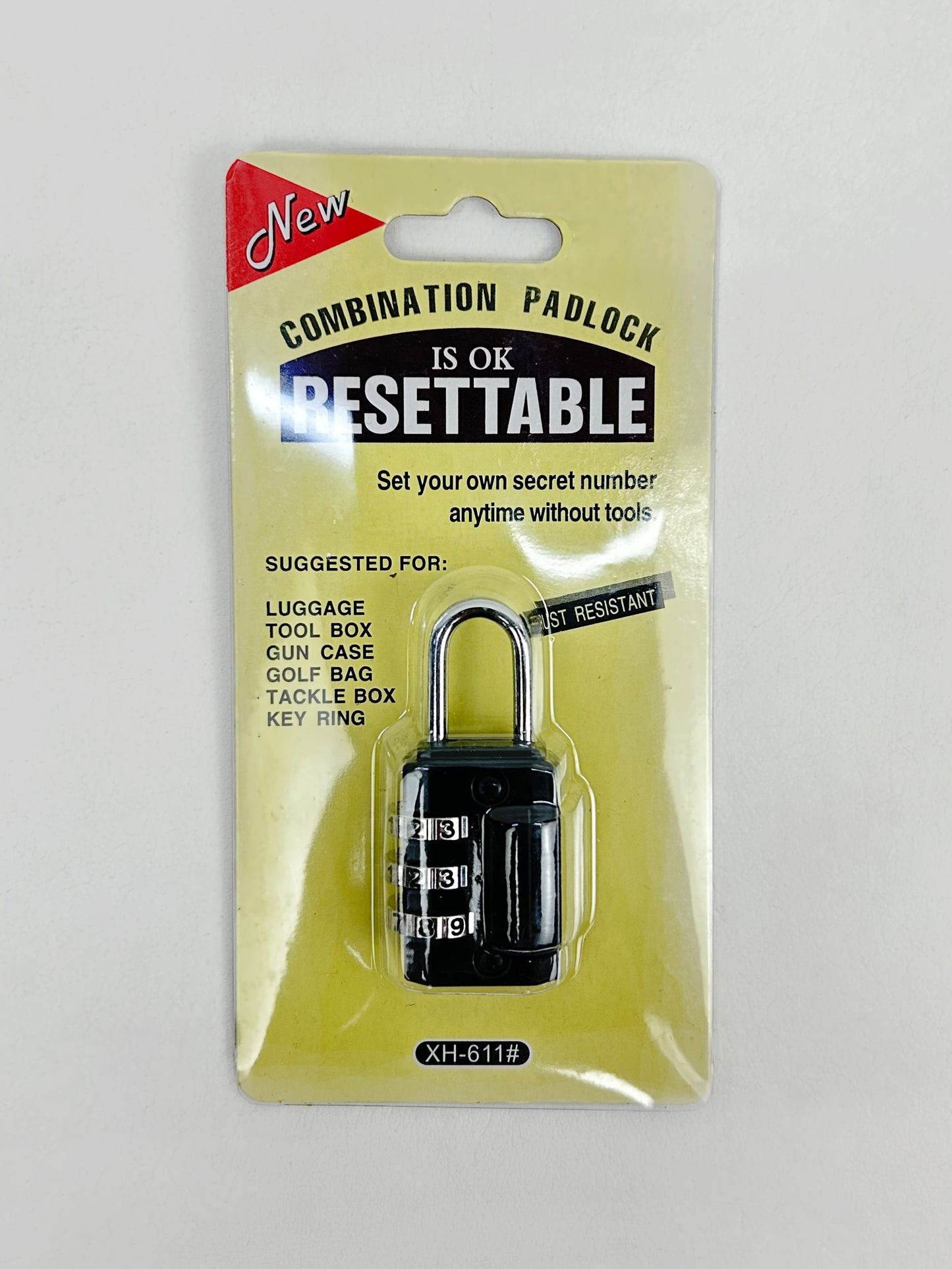 Black 4 Digit Combination Resettable Padlock - Small