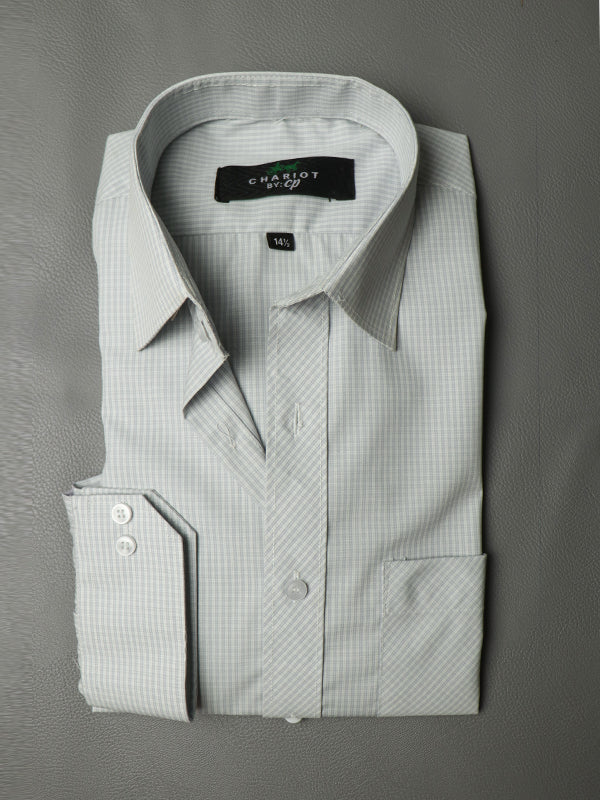 MFS04 Men's Formal Dress Shirt White Checks