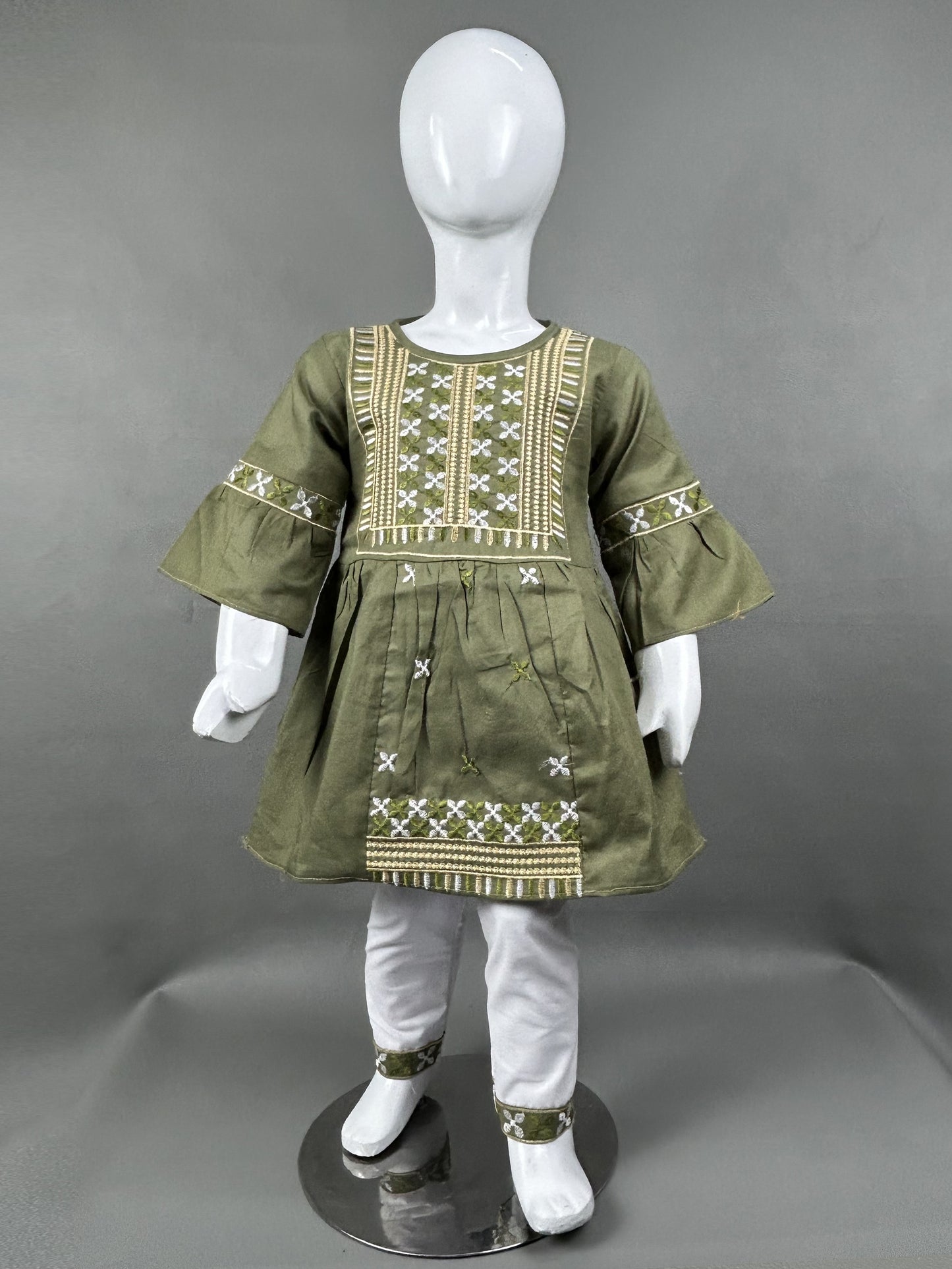 2Yr - 12Yrs Green Embroidered Suit For Girls RZ GS142