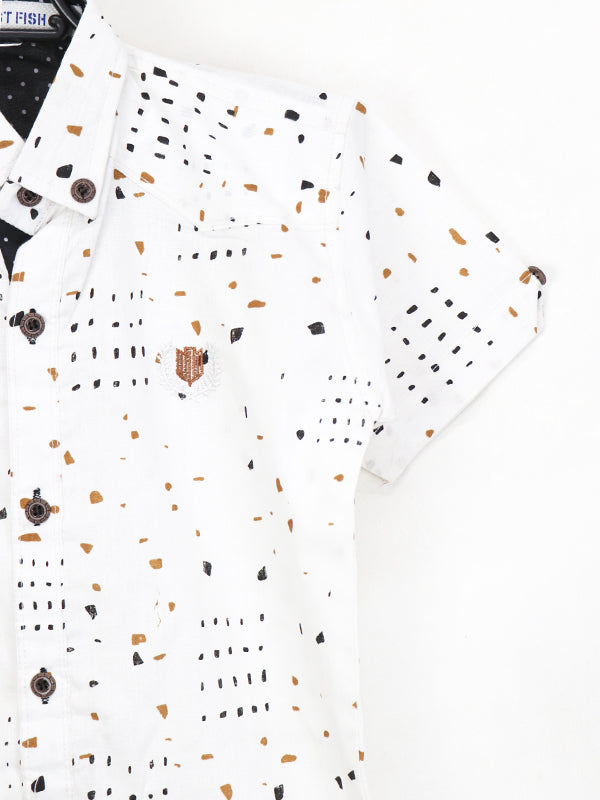 MG Boys Casual Shirt 5Yrs - 10Yrs Printed White