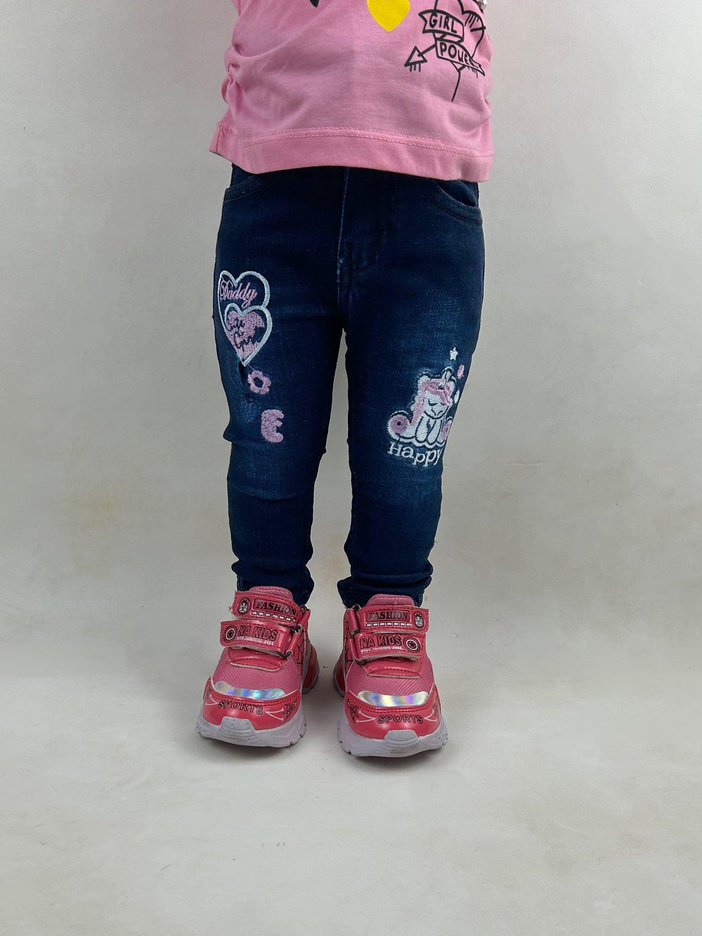 2Yrs - 9Yrs Teal Blue Stretchable Denim Jeans For Girls GJ16