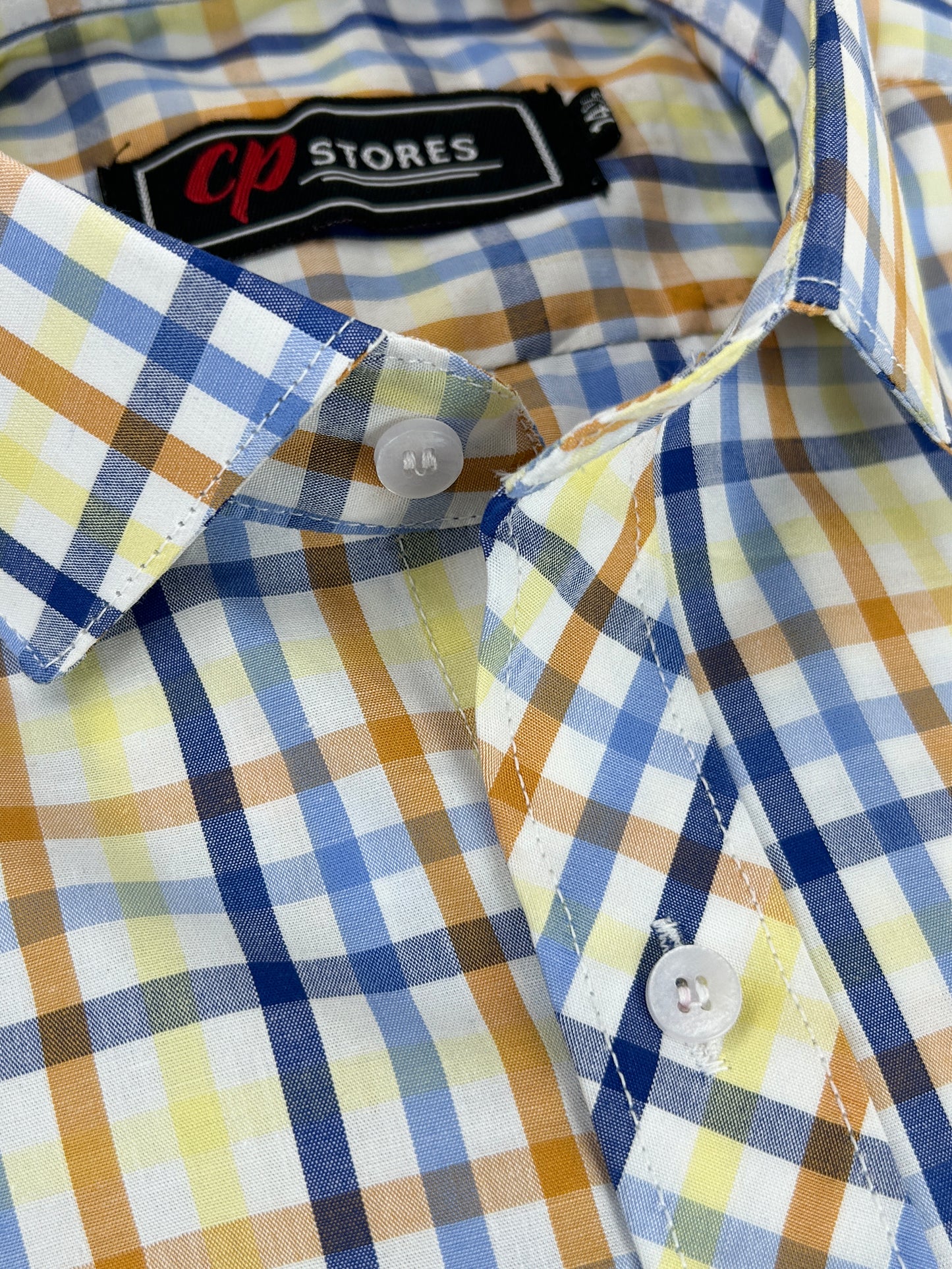 Orange Line Checks Formal Dress Shirt For Men MFS309