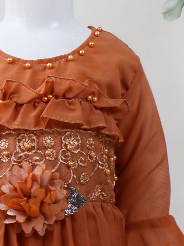 GF02 IM Girls Frock With Trouser 1Yrs - 8Yrs Light Orange