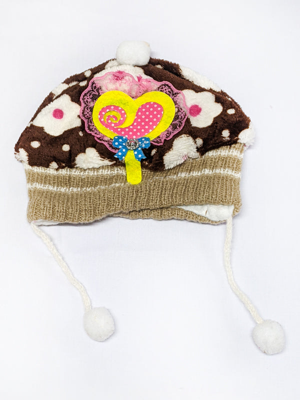 Multidesign Brown Beanie Winter Caps For Kids/Unisex Winter Hat/Warm Knitted Beanie for Kids KWC11