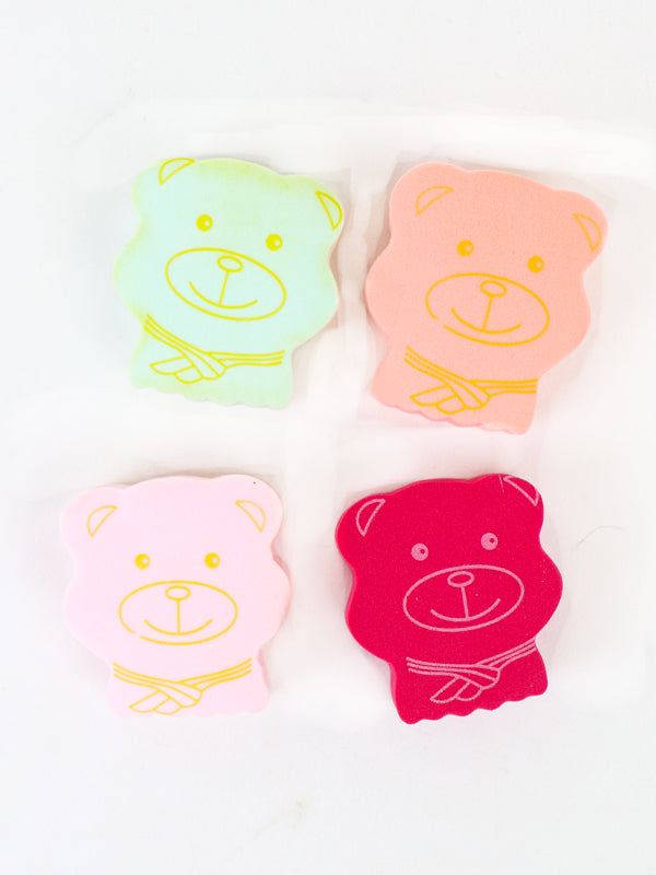 Pack Of 4 Makeup Sponge Beauty Blender Puff Bear Multicolor