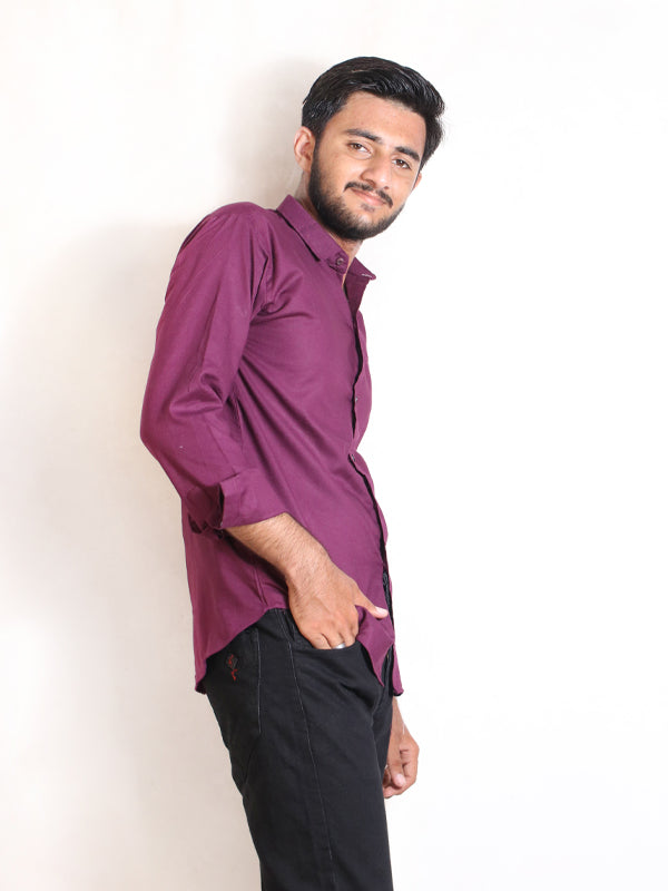 Men's Chambray Casual Shirt Purple