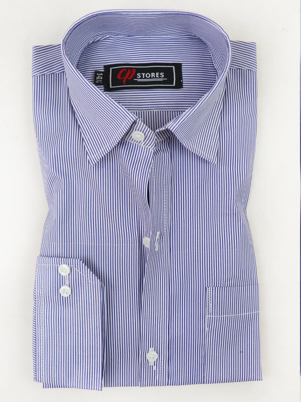 MFS14 AN Men's Formal Dress Shirt Navy Blue Lines