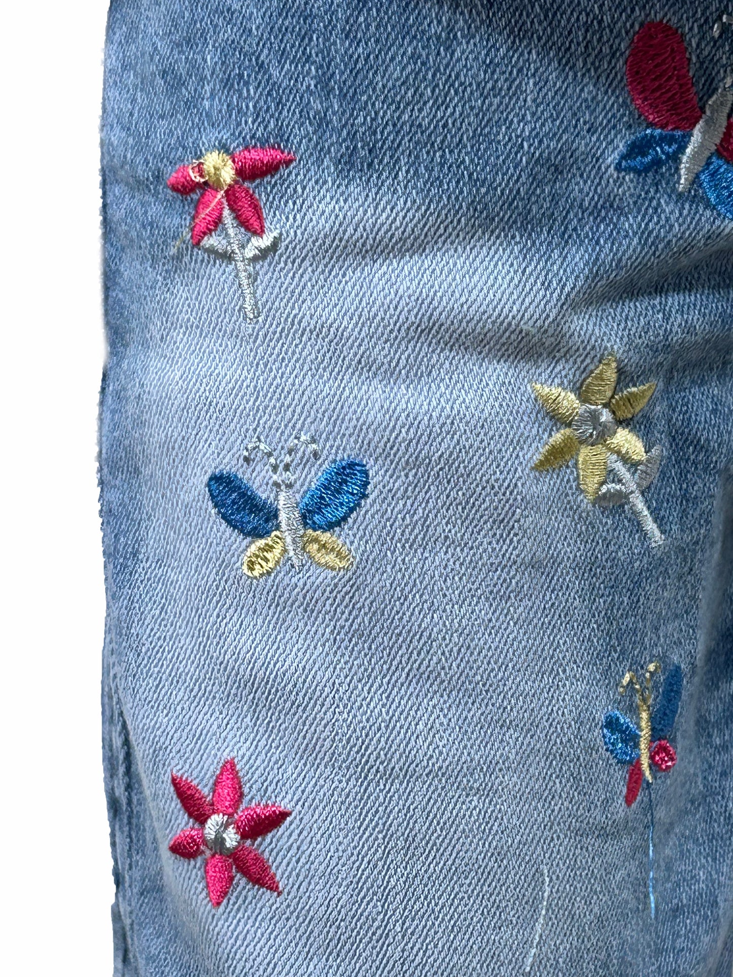 1.5Yrs - 4Yrs Stretchable Butterfly Light Blue Denim Jeans For Girls GJ29