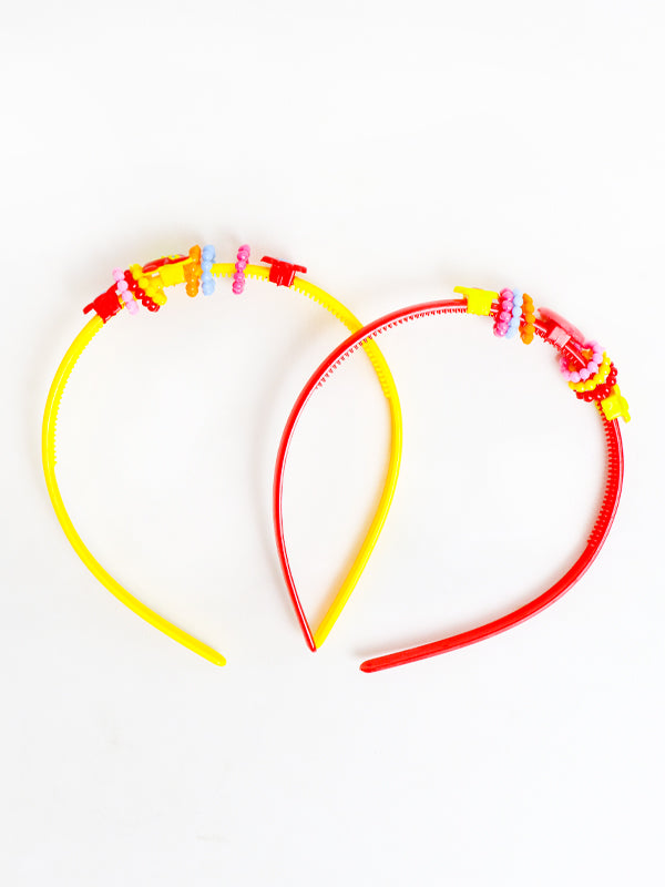 Pack Of 2 Plastic Hair Band Flowers - Multicolor