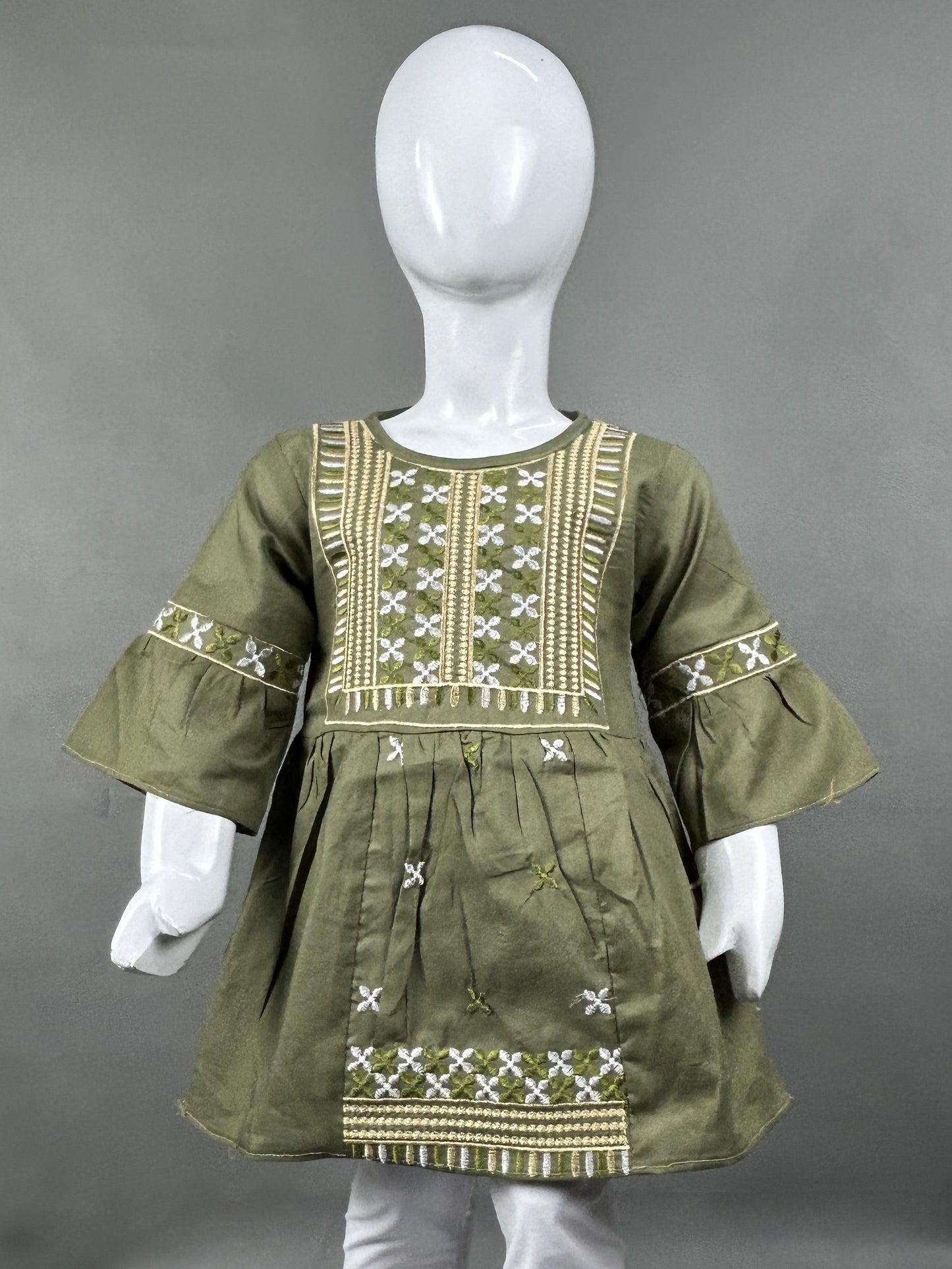 2Yr - 12Yrs Green Embroidered Suit For Girls RZ GS142