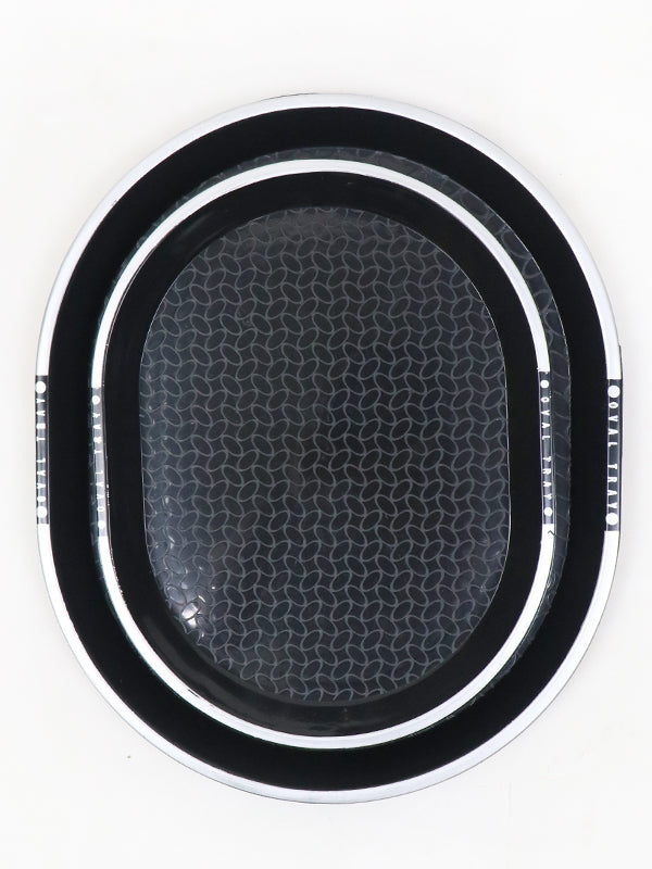 Plastic Oval Shape Serving Tray 2 Sizes Set