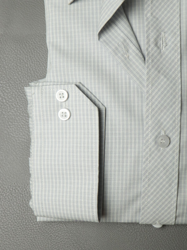 MFS04 Men's Formal Dress Shirt White Checks