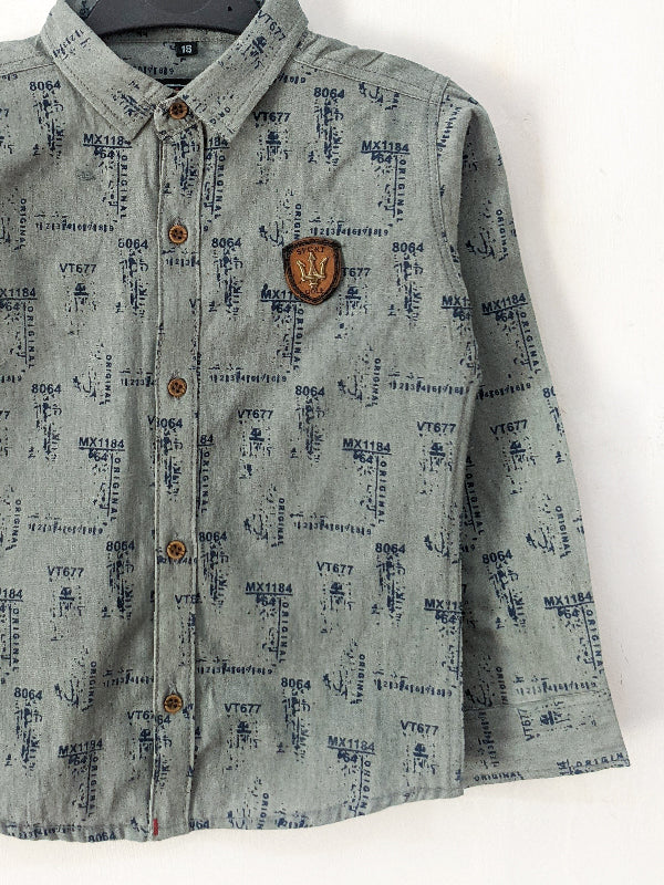 3Yrs - 13Yrs Grey Casual Shirt for Boys BFS08