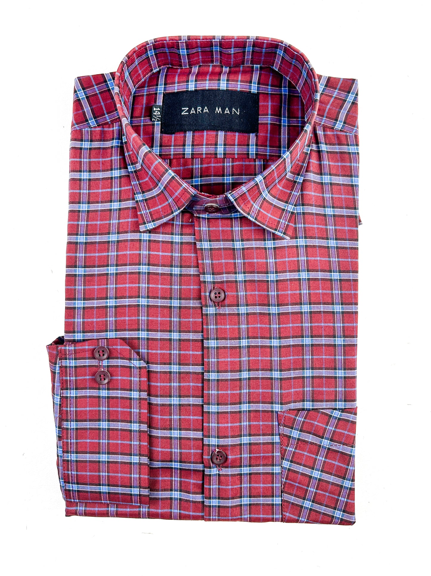 Red Checks Formal Dress Shirt For Men MFS321