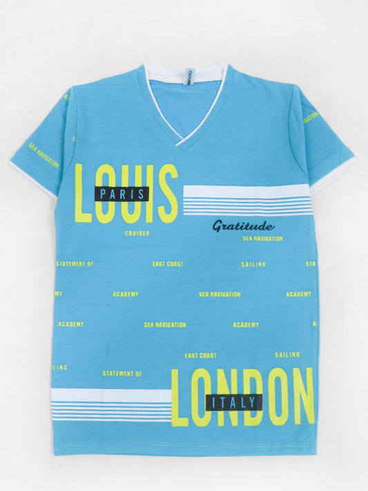 BTS06 Hello Too Boys T-Shirt 4Yrs - 8Yrs Gratitude Light Blue