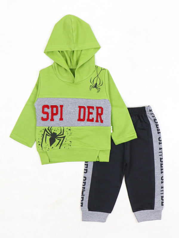 BS18 SK Hooded Kids Suit 1Yr - 4Yr Spider Green