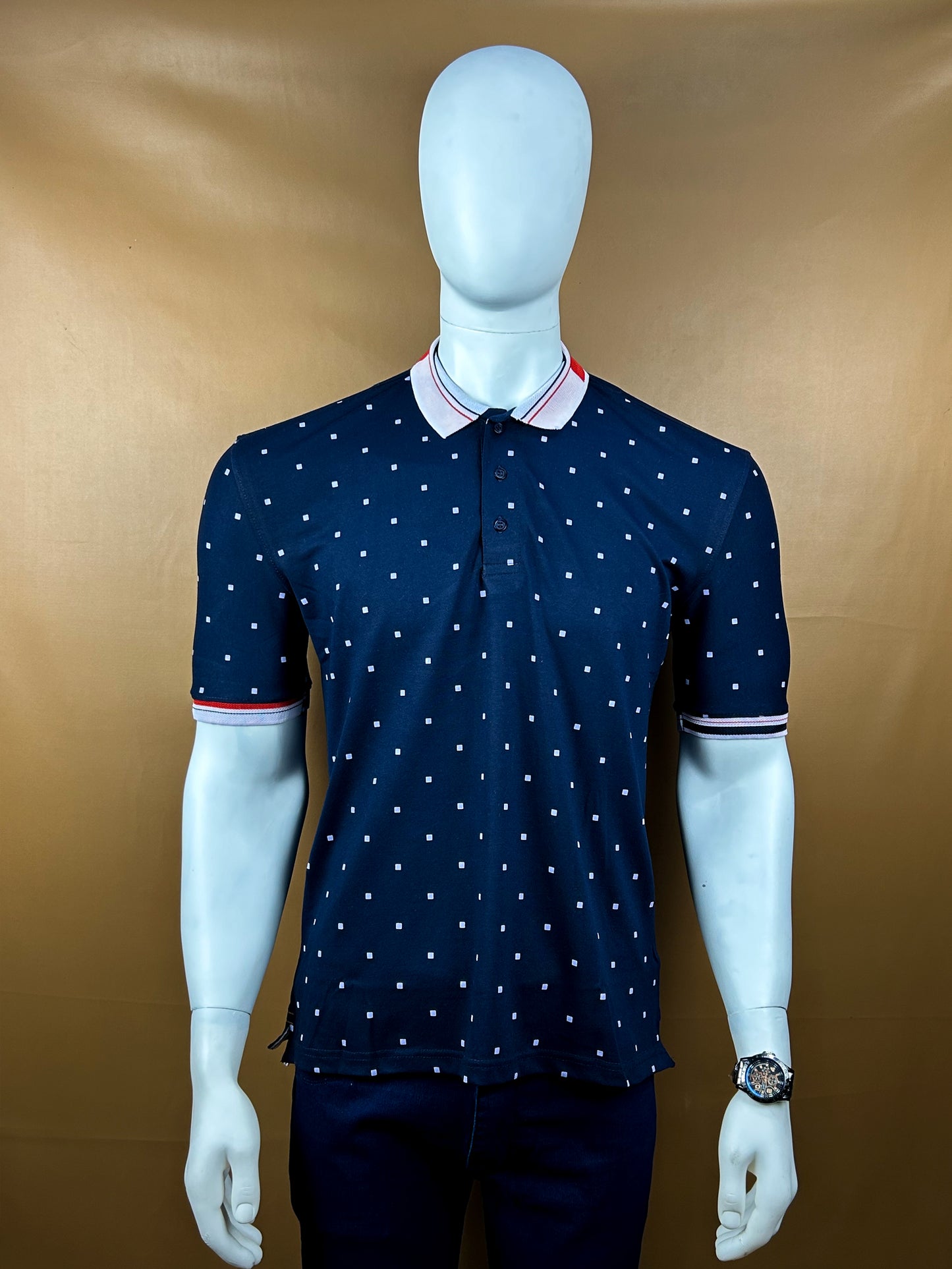Navy Blue Plain Polo T-Shirt For Men MTS187
