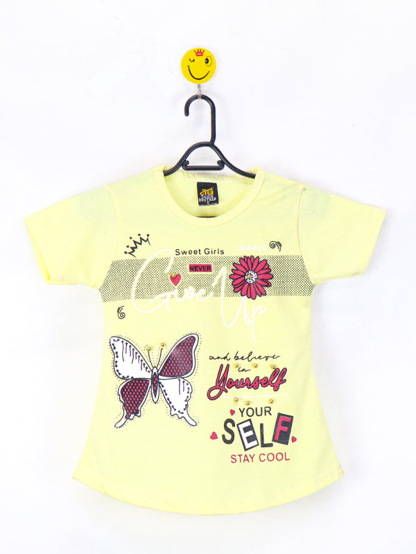 TB Girls T-Shirt 2.5 Yrs - 7 Yrs Never Give Up Light Yellow