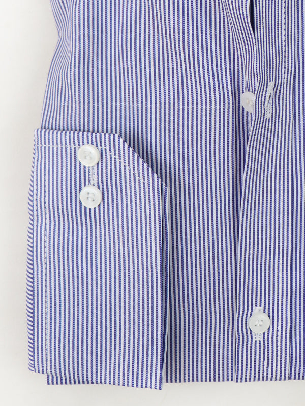 MFS14 AN Men's Formal Dress Shirt Navy Blue Lines