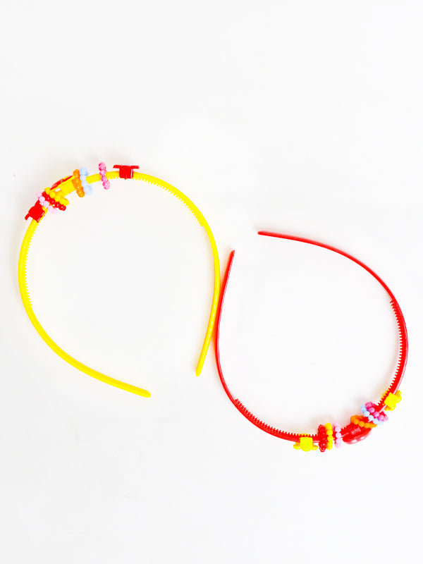 Pack Of 2 Plastic Hair Band Flowers - Multicolor