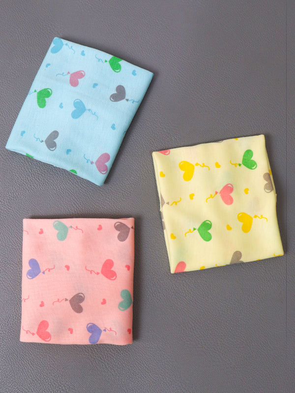 Pack Of 3 Face Towels/Napkins For Newborn Multicolor & Multidesign D-07