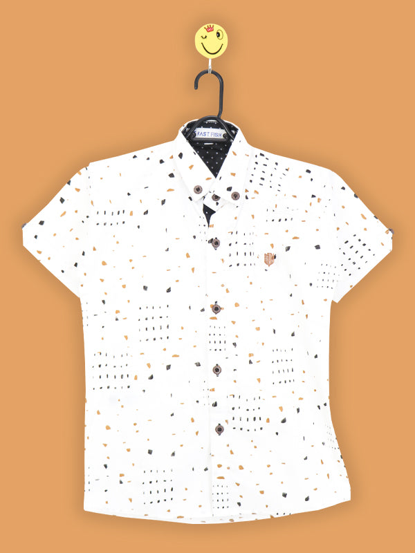 MG Boys Casual Shirt 5Yrs - 10Yrs Printed White
