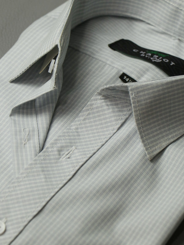 MFS04 Men's Formal Dress Shirt White Checks