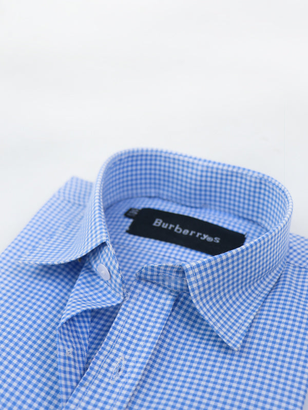 ZS Men's Formal Dress Shirt Light Blue Checks MFS394