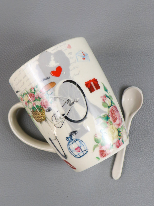 Flower Coffee Mug with Spoon Set 01