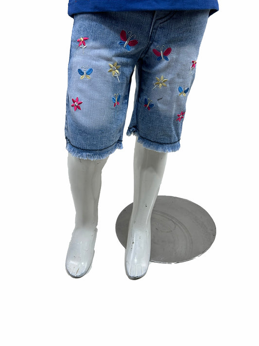1.5Yrs - 4Yrs Stretchable Butterfly Light Blue Denim Jeans For Girls GJ29