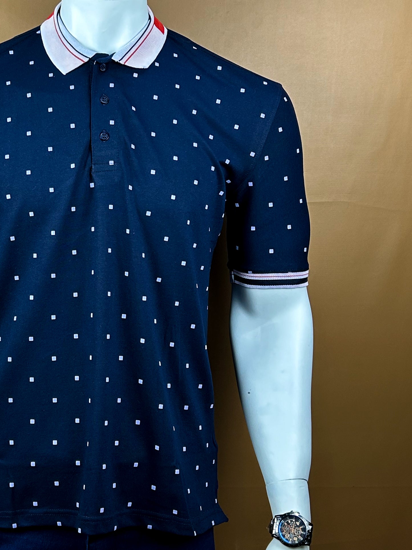Navy Blue Plain Polo T-Shirt For Men MTS187