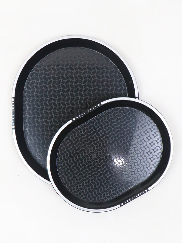 Plastic Oval Shape Serving Tray 2 Sizes Set
