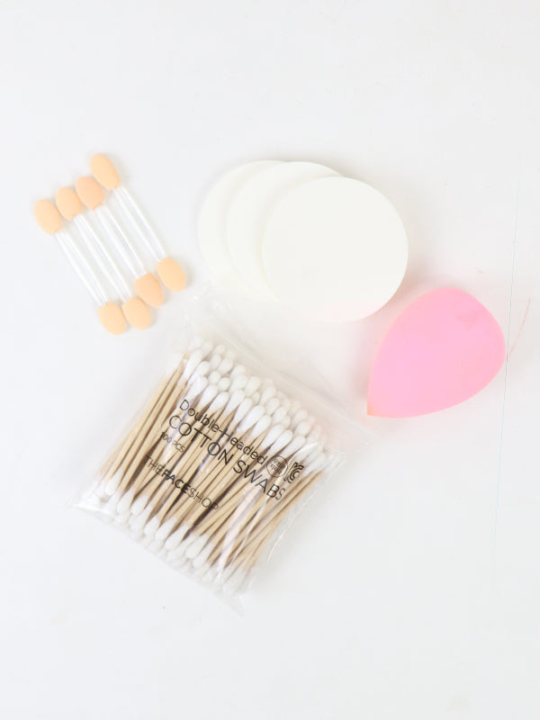 Pack Of 4 Cotton Buds,Eyeshadow Brush & Makeup Sponge Beauty Blender Puff